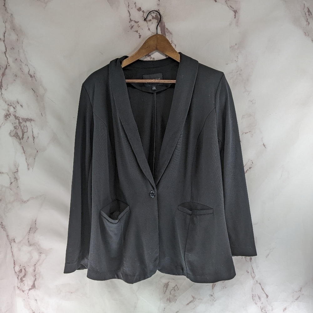 Eloquii Blazer Women 16 1X Black Lightweight Stretch Jersey Jacket Pocket One